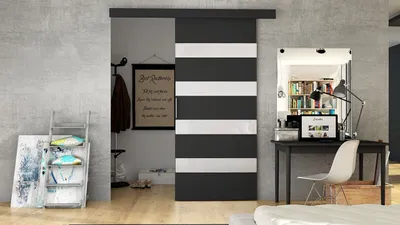Obrázok produktu pre Posuvné dvere SKULEN 5 - 90 cm, čierne / biele sklo