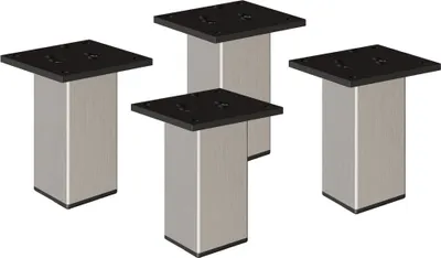 Produktbild von 4er Set sossai Aluminium Möbelfüße 120mm in Edelstahl Optik Schrankfüße Sockelfüße