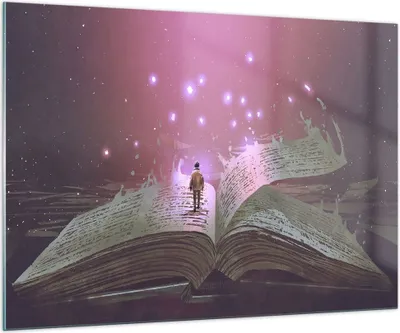 Produktbild von Bilder auf glas - Fantasy Buch - 100x70cm - Glasbilder - Wandbilder - Kunstdruck - zum Aufhängen bereit - Wanddekoration aus Glas - Glas Bilder - Wandbild auf Glas - Einteilig - GAA100x70-4010