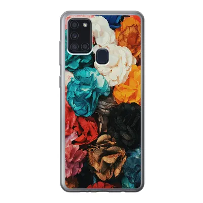 Produktbild von MuchoWow® Handyhülle Schutzhülle Hülle für Samsung Galaxy A21s Wand - Rosen - Abstrakt Silikon Softcase Handy Hülle - Hartschale