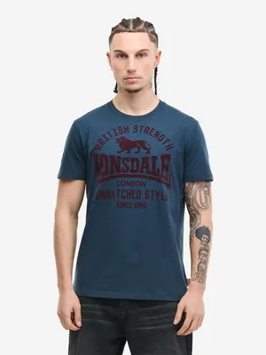 Produktbild von Herren T-Shirt normale Passform HUDSWELL Dark Blue/Oxblood XL Lonsdale