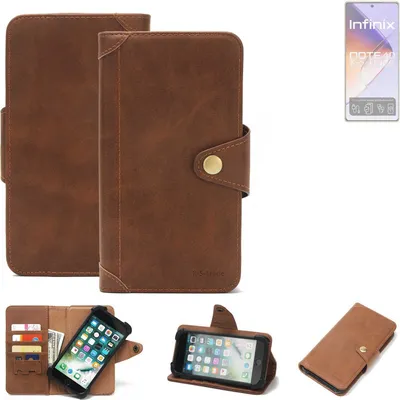 Produktbild von K-S-Trade Handyhülle kompatibel mit Infinix Note 40 Schutz Hülle Walletcase Bookstyle Tasche Case Handytasche Wallet Flipcase Cover PolyurethanBraun (1x)