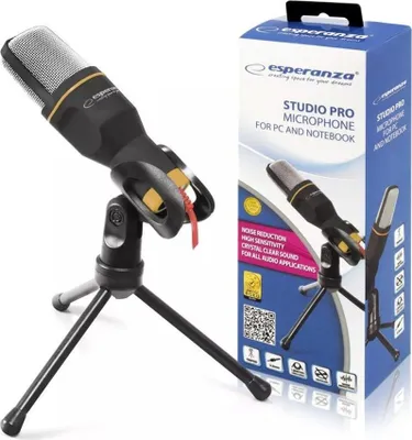 Produktbild von Esperanza EH182, Tischmikrofon, -38 dB, 20 - 20000 Hz, Kabellos, 3,5 mm (1/8"), Schwarz