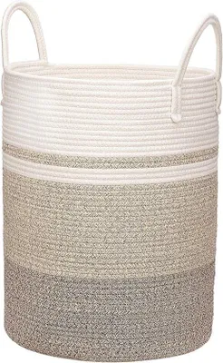 Produktbild von Große Wäschetonne, 50x38cm, geflochten, mit Griffen, ideal für Wohnzimmer