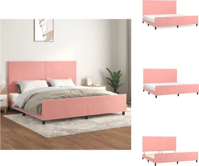 Produktbild von vidaXL Bettgestell mit Kopfteil Rosa 200x200 cm Samt - Betten & Bettgestelle