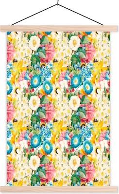 Produktbild von MuchoWow® Textilposter Blumen - Frühling 40x60 cm mit holzfarbenen Rahmen - Poster