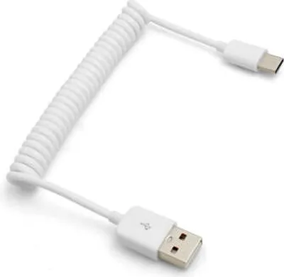 Produktbild von System-S USB Type C 3.1 zu USB 2.0 Spiralkabel Datenkabel Ladekabel Kabel 50 cm - 100 cm weiß