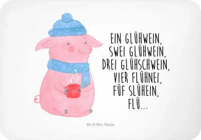 Produktbild von Mr. & Mrs. Panda magnet Schweinchen Glühwein - Weiß - Geschenk, haftmagnet, Notizhalter, Betrunken, Spruch, Weihnachten, Kühlschrankmagnet, whiteboardmagnet, zettelhalter