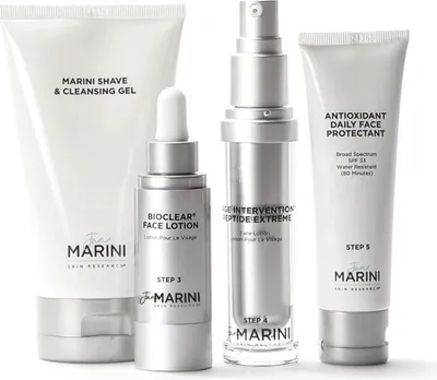 Produktbild von Jan Marini Men's System: Rasier- und Reinigungsgel 148ml + Bioclear Lotion 30ml + Age Intervention Peptid Extrem 30ml + Antioxidant Daily Face Protectant SPF 33 57g