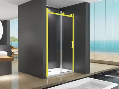 Produktbild von BuyLando Viktoria 130x195 cm Nischendusche mit Schiebetür - Gold Beschläge