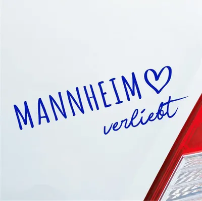 Produktbild von Auto Aufkleber Mannheim verliebt Herz Stadt Heimat Liebe Car 19x6 cm Dunkelblau Sticker Heckscheibenaufkleber