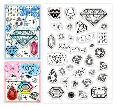 Produktbild von Transparenter Diamantstempel für Bastelarbeiten, Silikonstempel für Karten und Scrapbooking