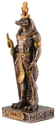 Zdjęcie produktu dla Egipski bóg Sobek, miniaturowy, brązowy/kolorowy