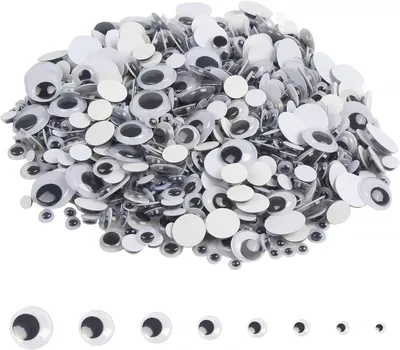 Imagen del producto de Ojos móviles de plástico autoadhesivos, 1020 unidades, 8 tamaños, para manualidades