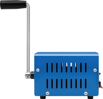 Produktbild von Handkurbel Generator 20W - Tragbarer Notfall Dynamo mit USB - Manuelle Stromerzeugung - USB-Ladegerät - Metallgehäuse - 8,8×8,6×2,7 cm - Blau