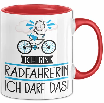 Produktbild von Geschenk für Radfahrerin Tasse Lustige Geschenkidee Geburtstag Ich Bin Radfahrerin Ich Darf Das (Rot)