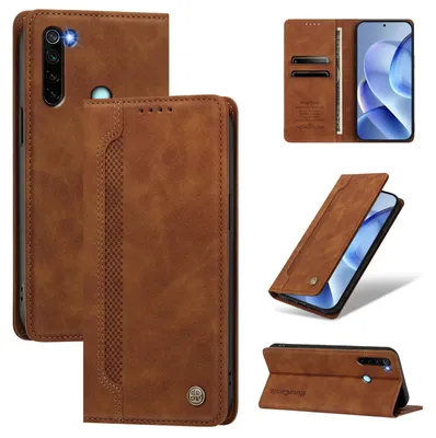Produktbild von Handyhülle für Xiaomi Redmi Note 8, Leder Wallet Klapphülle mit Standfunktion, Stoßfeste Schutzhülle Braun