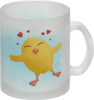 Produktbild von Frohe Ostern Glas Tasse mit lustigem Küken