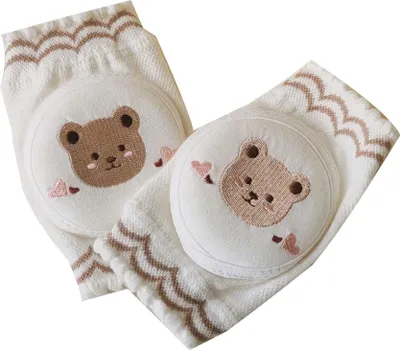 Obrázok produktu pre Detské chrániče kolien, čistá bavlna, mäkké, pohodlné, tenké, elastické, nastaviteľné, protišmykové, pomôcka na plazenie, medveď