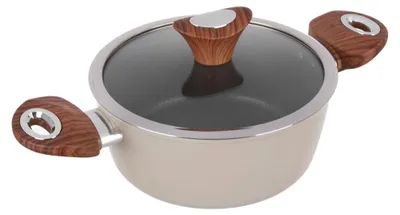 Bratpfanne 20 cm creme mit Deckel, antihaftbeschichtet, Induktion