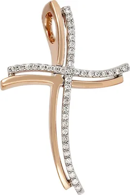 Produktbild von Anhänger Kreuz mit 42 Diamanten Brillanten 585 Gold Halsschmuck für Damen