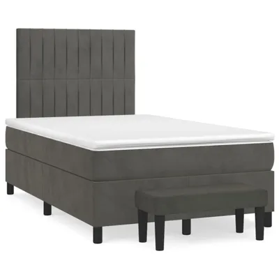 Produktbild von vidaXL Boxspringbett mit Matratze Dunkelgrau 120x200 cm Samt