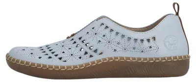 Produktbild von Rieker Damen Slipper in Extraweite H mit Lochmuster und Wechselsohle N2452, Größe:37 EU, Farbe:Blau