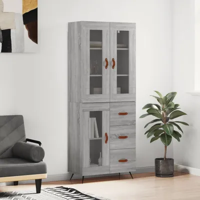 Immagine prodotto di vidaXL Credenza Grigio Sonoma 69,5x34x180 cm Materiale a base di legno