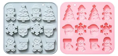 2er Set Silikon-Weihnachtsformen, Pralinenform, BPA-frei, 16,5x15,9x1,6 cm