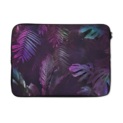 Produktbild von MuchoWow® Laptop Hülle 14 ZollDschungel - Blätter - Lila - Grün - Jungen - Mädchen - Kinder Laptoptasche - Laptoptasche - Stoßsicher - Schutzhaube