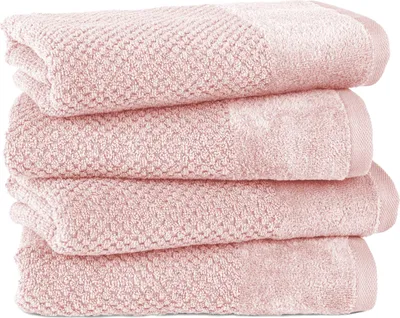 Produktbild von Pure Label 4-TLG Handtücher Set mit Aufhängeschlaufen aus Baumwolle, saugstark und weich | 4er Pack Handtücher 50x100 cm aus Baumwolle, Rosa
