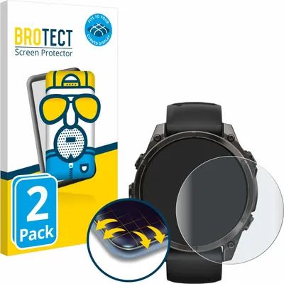 Produktbild von 2x BROTECT Fullscreen Schutzfolie für Garmin Fenix 8 / 8 Pro AMOLED (47 mm) Displayschutz Folie Fullcover Matt Entspiegelungsfolie