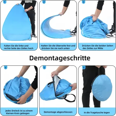 Immagine prodotto di Tenda da spiaggia, dimensioni 200 x 165 x 130 cm, per 3-5 persone, protezione UV 50+, ideale per la spiaggia