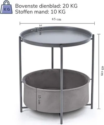 Image de Table basse ronde - Table d'appoint ronde - Banc - Table basse à deux plateaux - Pour la chambre à coucher - Salon