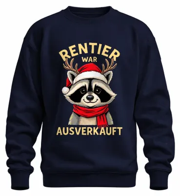 Productafbeelding van Rentier, wasbeer, kerst, grappig, cadeau, uni sweatshirt, marineblauw, XXL