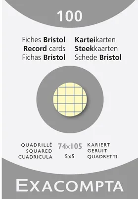 Produktbild von Exacompta Karteikarten A7 kariert ungelocht gelb 74x105mm 100 Stück