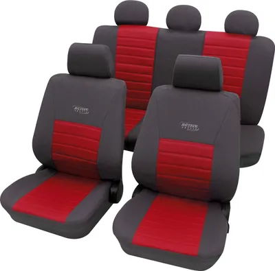 Produktbild von Auto Sitzbezüge Universal Komplett Set 11-teilig - Active Sports rot, Eco Class mit SAB 1 Vario | Autositzbezüge / Schonbezüge von PETEX