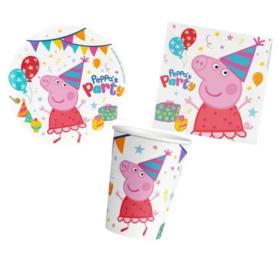 Produktbild von Partyset Peppa Wutz 36 tlg. 8 Teller, 8 Becher, 20 Servietten
