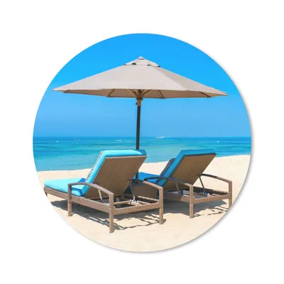 Produktbild von MuchoWow® Mauspad Mousepad Strandkorb - Sonnenschirm - Sommer - Meer 20x20 cm - Mousepads - Maus Mat - Pad - Mausunterlage - Schreibtischmatte