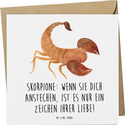 Produktbild von Mr. & Mrs. Panda Grußkarte Skorpion Liebe - Weiß - Geschenk, anlasskarte, doppelkarte, Sternzeichen, Leidenschaft, Geschenke Astrologie, Glückwunschkarte, Horoskop, Humor