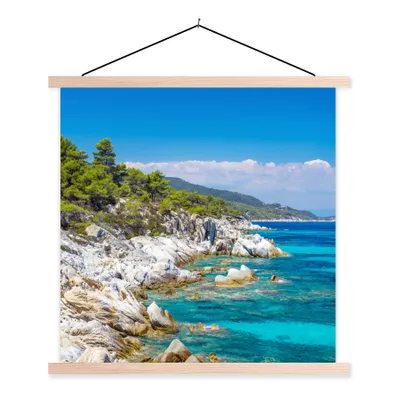 Produktbild von MuchoWow® Textilposter Meer - Sommer - Tropisch 60x60 cm mit holzfarbenen Rahmen - Wanddekoration
