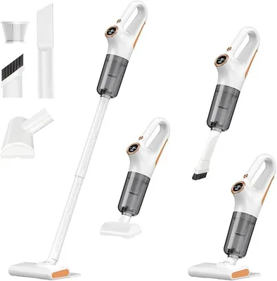Produktbild von 2-in-1 Tragbar Handstaubsauger, 15000Pa Kabelloser Staubsauger, Stabstaubsauger mit LED-Anzeige, HEPA-Filter, Staubsauger für Zuhause & Hartholzboden