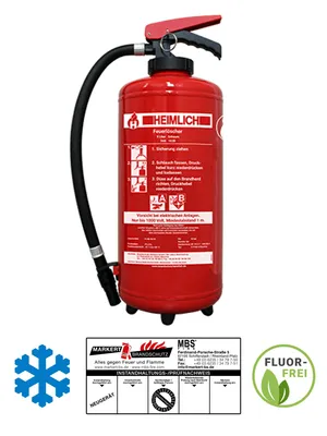 Produktbild von Heimlich S9 HeF-4 fluorfrei Frostsicherer 9L Aufladefeuerlöscher inkl. Haterung u. Plakette