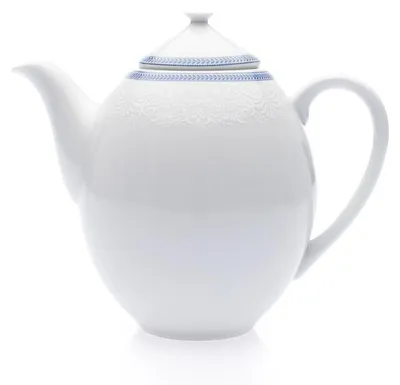 Produktbild von Thun 1794 Kaffeekanne, tschechisches Porzellan, 0,8 l, weiße Spitze, blauer Rand, Thun