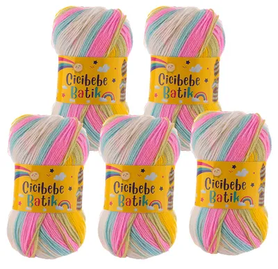 5 x 100g Farbverlaufsgarn Cicibebe Batik Strickgarn Winterwolle Häkelgarn mehrfarbig 45 Frühlingswiese