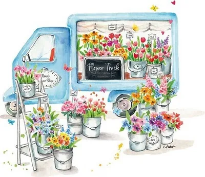 Produktbild von 20 Servietten Flower Truck - Blumentruck 33x33cm