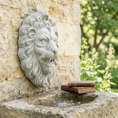 Produktbild von Wasserspeier, Brunnenauslauf, Fabelwesen | Stein, weiß | H43,0xB30,0 cm