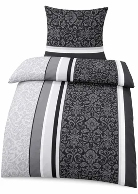 Produktbild von soma Biber Bettwäsche 2 teilig Bettbezug 135 x 200 cm Kopfkissenbezug 80 x 80 cm anthrazit Barock Blume