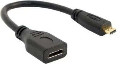 Produktbild von System-S Micro HDMI Stecker auf Standard HDMI Buchse Kabel 21cm