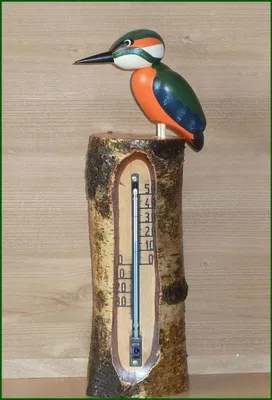 Produktbild von Ganzjahresdekoration Thermometer mit Eisvogel Höhe 25cm NEU